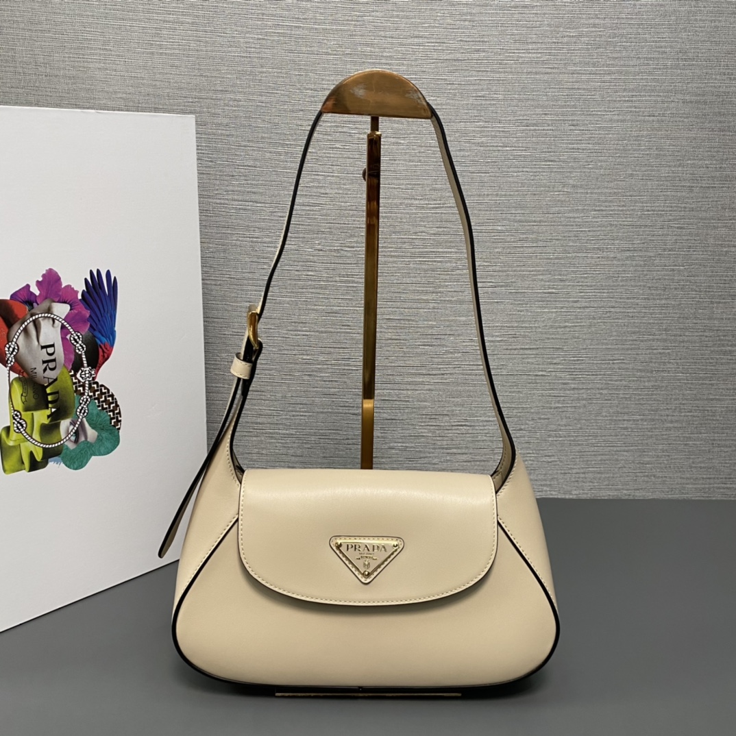 Prada Small Leather Shoulder Bag Handbag Travertine 1BD358